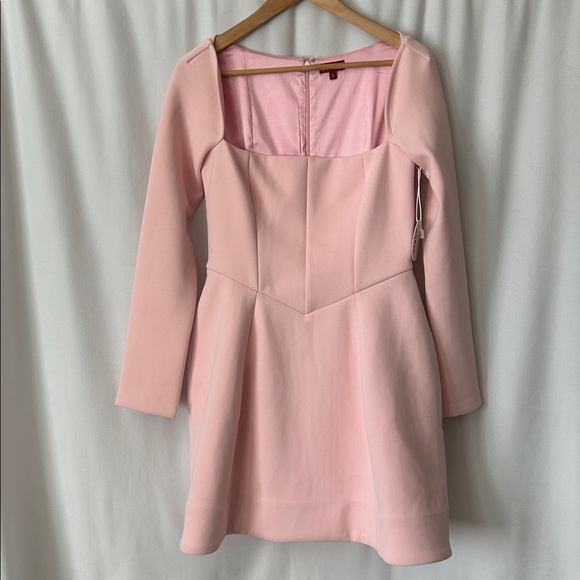 Staud NWT Belinda Cherry Blossom Pink Long Sleeve Mini Dress **Size 8** 🌸🌸 - Picture 5 of 14